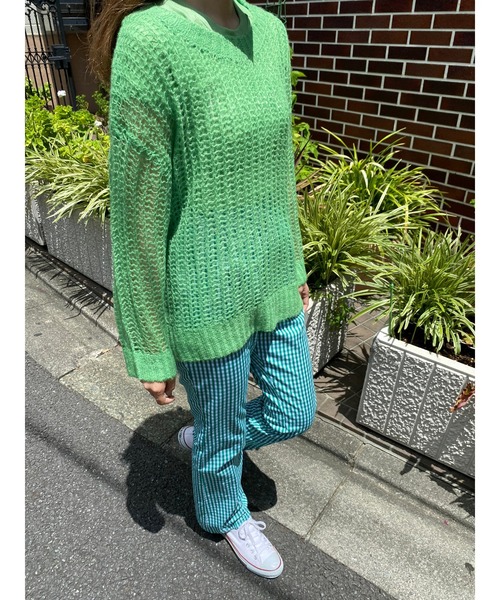 WC（ダブル シー）の「カラーメッシュニット（ニット/セーター・レディース・ホワイト/ブラック/パープル/オレンジ/グリーン・FREE）」の10枚目の写真