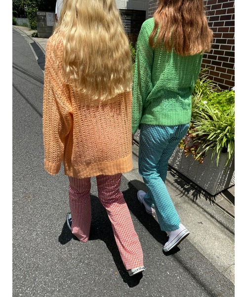 WC（ダブル シー）の「カラーメッシュニット（ニット/セーター・レディース・ホワイト/ブラック/パープル/オレンジ/グリーン・FREE）」の11枚目の写真