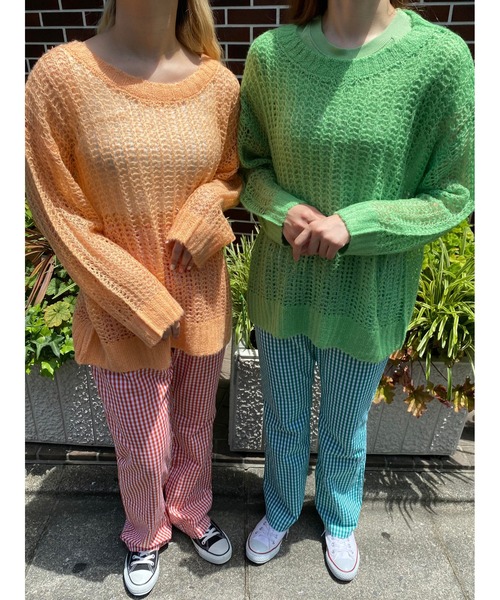 WC（ダブル シー）の「カラーメッシュニット（ニット/セーター・レディース・ホワイト/ブラック/パープル/オレンジ/グリーン・FREE）」の16枚目の写真