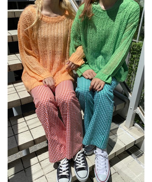 WC（ダブル シー）の「カラーメッシュニット（ニット/セーター・レディース・ホワイト/ブラック/パープル/オレンジ/グリーン・FREE）」の20枚目の写真