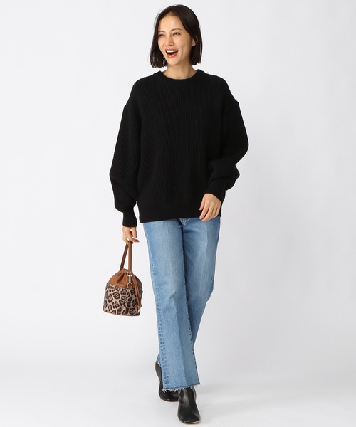 BARNYARDSTORM(バンヤードストーム)の「BARNYARDSTORM / スリーブスリットニット(ニット/セーター・レディース・ブラック/ベージュ・0/1)」の5枚目の写真