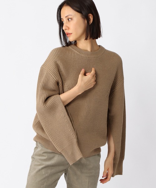 BARNYARDSTORM(バンヤードストーム)の「BARNYARDSTORM / スリーブスリットニット(ニット/セーター・レディース・ブラック/ベージュ・0/1)」の7枚目の写真