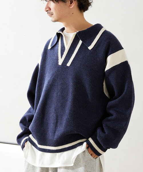 JOURNAL STANDARD relume(ジャーナルスタンダード レリューム)の「CALIFORNIA SAILOR カラーニット(ニット/セーター・メンズ・チャコールグレー/ネイビー/ブラウン・MEDIUM/LARGE)」の8枚目の写真