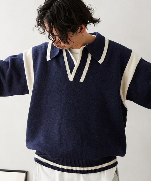 JOURNAL STANDARD relume(ジャーナルスタンダード レリューム)の「CALIFORNIA SAILOR カラーニット(ニット/セーター・メンズ・チャコールグレー/ネイビー/ブラウン・MEDIUM/LARGE)」の9枚目の写真