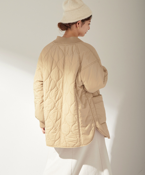 B.C STOCK（ベーセーストック）の「リブ付き中綿ジャケット*（ブルゾン・レディース・ベージュ/ブラウン/カーキ・FREE）」の11枚目の写真