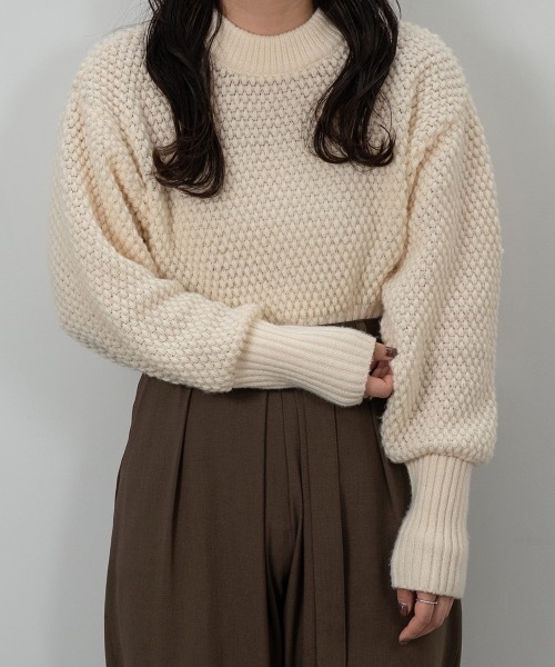 lawgy(ラウジー)の「grain pattern knit(ニット/セーター・レディース・グリーン/アイボリー/ベージュ系その他・FREE)」の2枚目の写真
