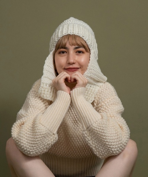 lawgy(ラウジー)の「grain pattern knit(ニット/セーター・レディース・グリーン/アイボリー/ベージュ系その他・FREE)」の4枚目の写真
