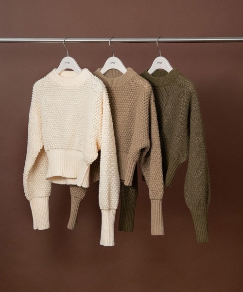 lawgy(ラウジー)の「grain pattern knit(ニット/セーター・レディース・グリーン/アイボリー/ベージュ系その他・FREE)」の5枚目の写真