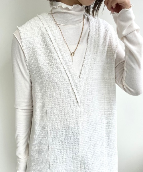 MLI'A（エムリア）の「ハイネックメロウトップス（Tシャツ/カットソー・レディース・オフホワイト/ブラック/ブラウン/ピンク・M）」の5枚目の写真