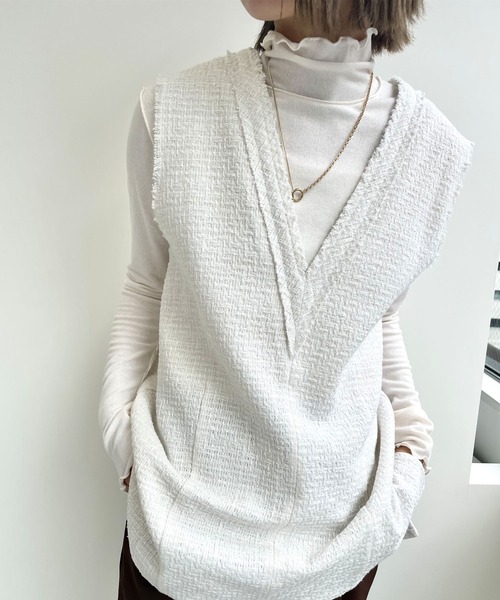 MLI'A（エムリア）の「ハイネックメロウトップス（Tシャツ/カットソー・レディース・オフホワイト/ブラック/ブラウン/ピンク・M）」の6枚目の写真