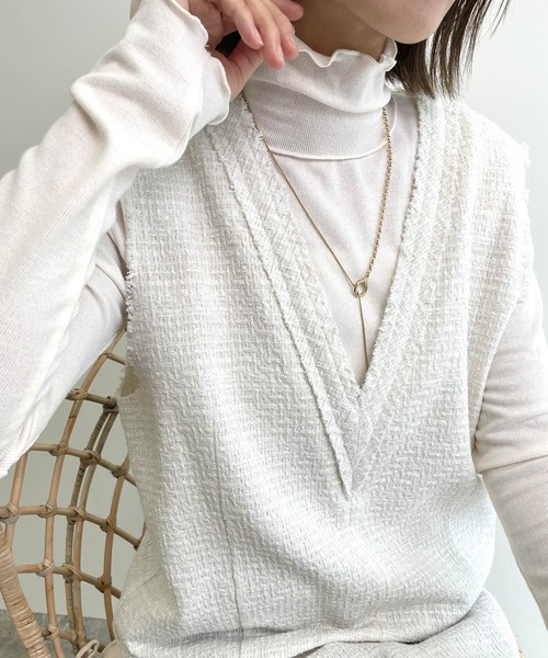 MLI'A（エムリア）の「ハイネックメロウトップス（Tシャツ/カットソー・レディース・オフホワイト/ブラック/ブラウン/ピンク・M）」の15枚目の写真