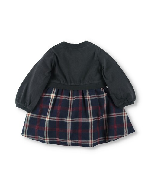 BRANSHES(ブランシェス)の「【ペア】チェック柄ドッキングカバーオール(ロンパース・キッズ・チャコールグレー/アイボリー・80/70)」の9枚目の写真