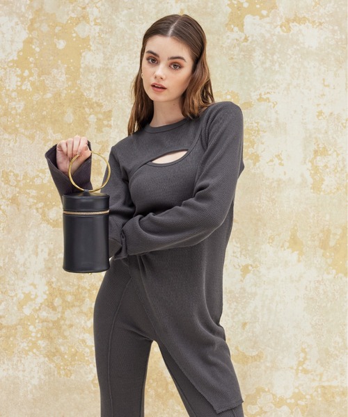 ALEXIA STAM(アリシアスタン)の「Cylinder Eco Leather Bag /円柱フォルムバッグ(ハンドバッグ・レディース・ブラック/カーキ/アイボリー・FREE)」の9枚目の写真