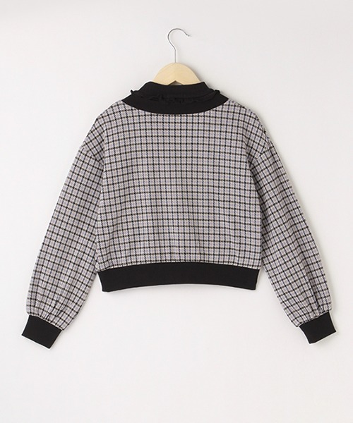 千鳥柄カーデレイヤードトレーナー