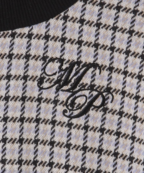 千鳥柄カーデレイヤードトレーナー