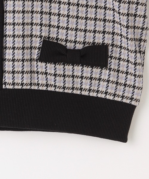 千鳥柄カーデレイヤードトレーナー