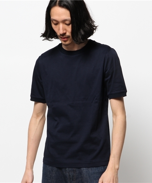EDIFICE（エディフィス）の「◇ラインリブ クルーS/S（Tシャツ/カットソー・メンズ・ホワイト/ネイビー/グレー・44/48/46/50）」の3枚目の写真