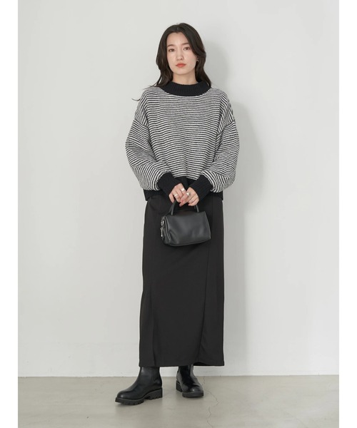 earth music&ecology（アースミュージックアンドエコロジー）の「モールヤーンショートニット knit（ニット/セーター・レディース・グリーン/オフホワイト/グレー/マスタード/ボルドー・FREE）」の11枚目の写真