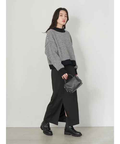 earth music&ecology（アースミュージックアンドエコロジー）の「モールヤーンショートニット knit（ニット/セーター・レディース・グリーン/オフホワイト/グレー/マスタード/ボルドー・FREE）」の12枚目の写真