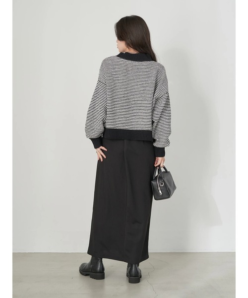 earth music&ecology（アースミュージックアンドエコロジー）の「モールヤーンショートニット knit（ニット/セーター・レディース・グリーン/オフホワイト/グレー/マスタード/ボルドー・FREE）」の13枚目の写真