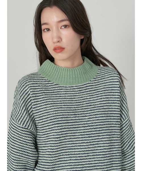 earth music&ecology（アースミュージックアンドエコロジー）の「モールヤーンショートニット knit（ニット/セーター・レディース・グリーン/オフホワイト/グレー/マスタード/ボルドー・FREE）」の21枚目の写真