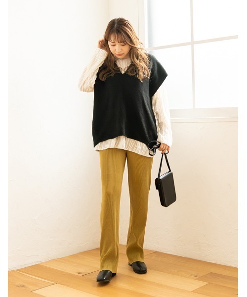 chocomee（チョコミー）の「v neck knit vest/ｖネックニットベスト（ベスト・レディース・アイボリー/ブラック・FREE）」の12枚目の写真