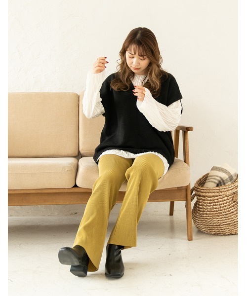 chocomee（チョコミー）の「v neck knit vest/ｖネックニットベスト（ベスト・レディース・アイボリー/ブラック・FREE）」の10枚目の写真