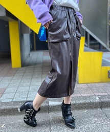 mi via loca | フェイクレザーポケット付スカート(スカート)