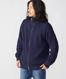 *SHIPS:〈手洗い可能〉リラックスフィット 畔編み ドライバーズ ニット ジップ カーディガン