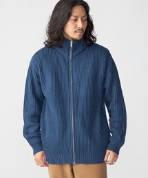 *SHIPS:〈手洗い可能〉リラックスフィット 畔編み ドライバーズ ニット ジップ カーディガン
