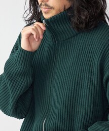 *SHIPS:〈手洗い可能〉リラックスフィット 畔編み ドライバーズ ニット ジップ カーディガン