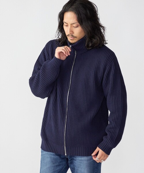 SHIPS(シップス)の「*SHIPS:〈手洗い可能〉リラックスフィット 畔編み ドライバーズ ニット ジップ カーディガン(カーディガン/ボレロ・メンズ・グリーン/オレンジ/ネイビー/ロイヤルブルー・SMALL/MEDIUM/LARGE/X-LARGE)」の8枚目の写真