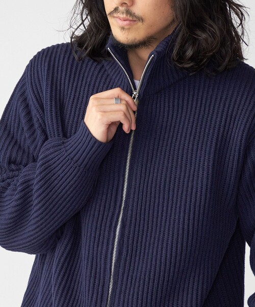 malo カシミヤ ドライバーズニット ジップカーディガン ネイビー 50 Maison Margiela メゾンマルジェラ ドライバーズニット S50GP0246