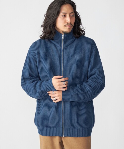 SHIPS(シップス)の「*SHIPS:〈手洗い可能〉リラックスフィット 畔編み ドライバーズ ニット ジップ カーディガン(カーディガン/ボレロ・メンズ・グリーン/オレンジ/ネイビー/ロイヤルブルー・SMALL/MEDIUM/LARGE/X-LARGE)」の10枚目の写真
