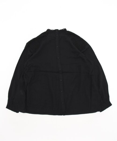 Samansa Mos2（サマンサ モスモス）の「シャーリングレース切替ブラウス（シャツ/ブラウス・レディース・オフホワイト/ブラック/キナリ/ピンク・ﾌﾘ-）」の6枚目の写真