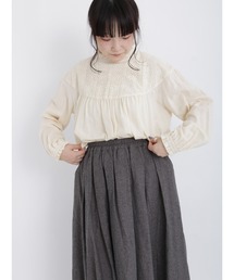 Samansa Mos2 | シャーリングレース切替ブラウス(シャツ/ブラウス)