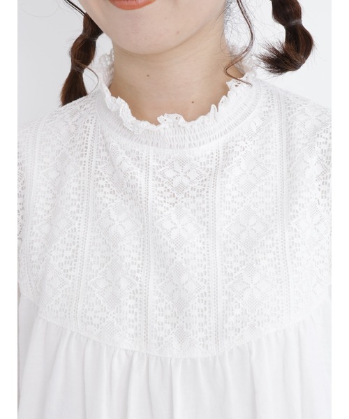 Samansa Mos2（サマンサ モスモス）の「シャーリングレース切替ブラウス（シャツ/ブラウス・レディース・オフホワイト/ブラック/キナリ/ピンク・ﾌﾘ-）」の13枚目の写真