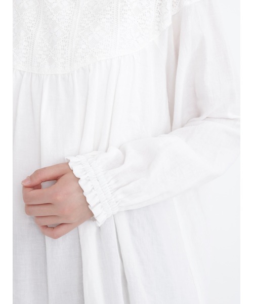 Samansa Mos2（サマンサ モスモス）の「シャーリングレース切替ブラウス（シャツ/ブラウス・レディース・オフホワイト/ブラック/キナリ/ピンク・ﾌﾘ-）」の14枚目の写真