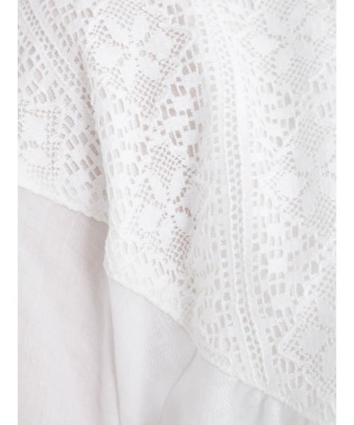 Samansa Mos2（サマンサ モスモス）の「シャーリングレース切替ブラウス（シャツ/ブラウス・レディース・オフホワイト/ブラック/キナリ/ピンク・ﾌﾘ-）」の5枚目の写真