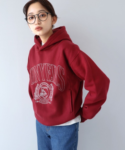 andme（アンドミー）の「裏起毛カレッジロゴ刺繍スウェットパーカー（パーカー・レディース・ブルー/ブラック/ボルドー/オートミール・M/L）」の20枚目の写真