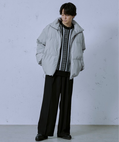 Ellno Loset（エルノロゼット）の「ボリュームエコダウンジャケット（ダウンジャケット/コート・メンズ・ブラック/ライトグレー・MEDIUM/LARGE）」の14枚目の写真