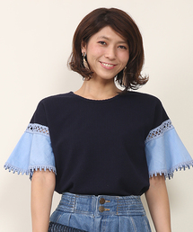 mystic | 袖布帛切替プルオーバー(Tシャツ/カットソー)