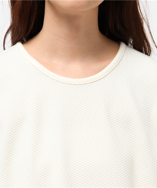 mystic(ミスティック)の「袖布帛切替プルオーバー(Tシャツ/カットソー・レディース・ホワイト/ネイビー/ブラック/ベージュ・フリ-)」の8枚目の写真