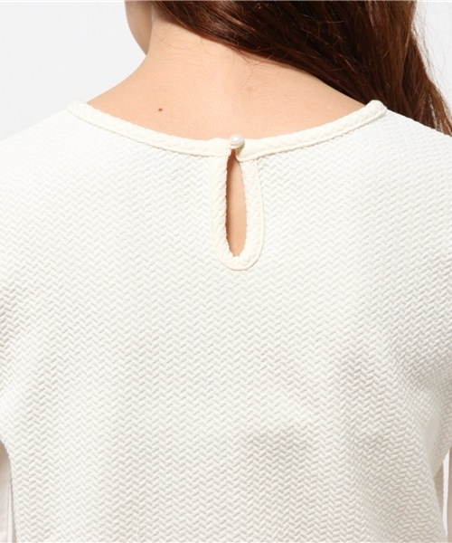 mystic(ミスティック)の「袖布帛切替プルオーバー(Tシャツ/カットソー・レディース・ホワイト/ネイビー/ブラック/ベージュ・フリ-)」の9枚目の写真