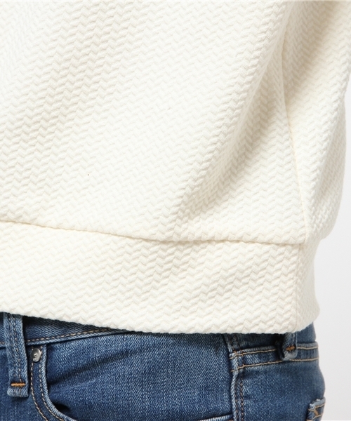 mystic(ミスティック)の「袖布帛切替プルオーバー(Tシャツ/カットソー・レディース・ホワイト/ネイビー/ブラック/ベージュ・フリ-)」の11枚目の写真