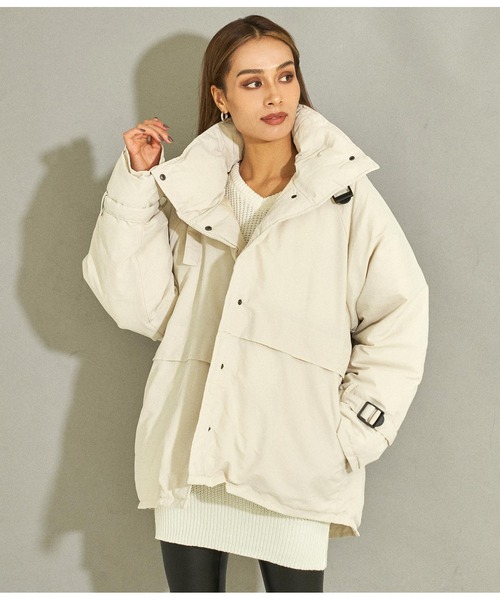 ANAP（アナップ）の「中綿スタンドベルトジャケット（ダウンジャケット/コート・レディース・アイボリー/ブラック/カーキ・FREE）」の6枚目の写真