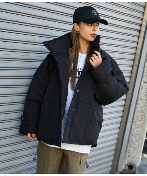 ANAP（アナップ）の「中綿スタンドベルトジャケット（ダウンジャケット/コート・レディース・アイボリー/ブラック/カーキ・FREE）」の4枚目の写真