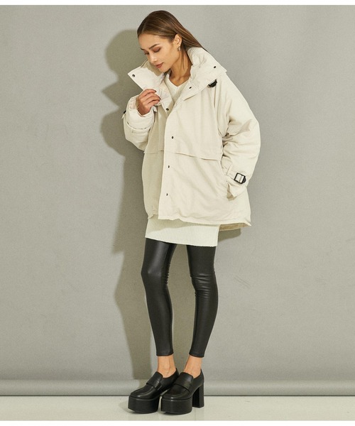 ANAP（アナップ）の「中綿スタンドベルトジャケット（ダウンジャケット/コート・レディース・アイボリー/ブラック/カーキ・FREE）」の14枚目の写真