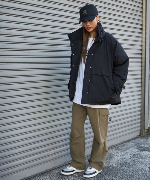 ANAP（アナップ）の「中綿スタンドベルトジャケット（ダウンジャケット/コート・レディース・アイボリー/ブラック/カーキ・FREE）」の16枚目の写真