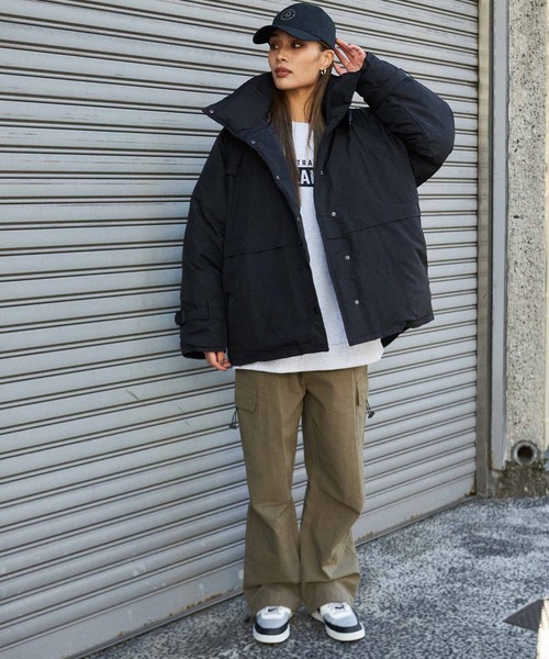 ANAP（アナップ）の「中綿スタンドベルトジャケット（ダウンジャケット/コート・レディース・アイボリー/ブラック/カーキ・FREE）」の18枚目の写真